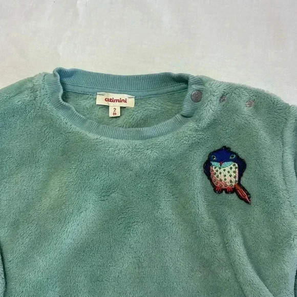 Catimini - plush pullover sweater  with embroidered bird. Size 2 - Picture 2 of 4